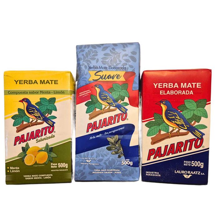 Zestaw Yerba Mate Pajarito Tradicional + Suave + Menta Limon 3x500g
