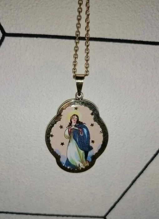 Złoty łańcuszek z medalionem Matki Boskiej Vintage p.585/14k  10,28g