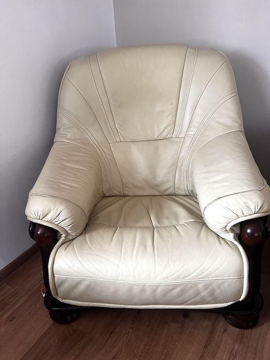 Zestaw wypoczynkowy, komplet skorzanych mebli do salonu