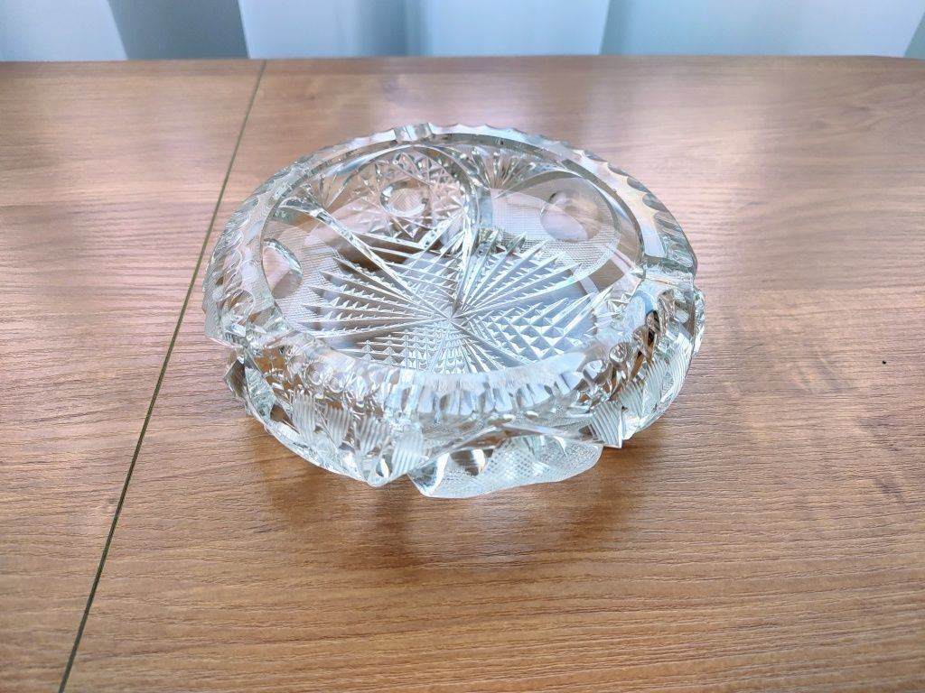 Popielniczka Kryształowa Duża 15,5cm Ciężka