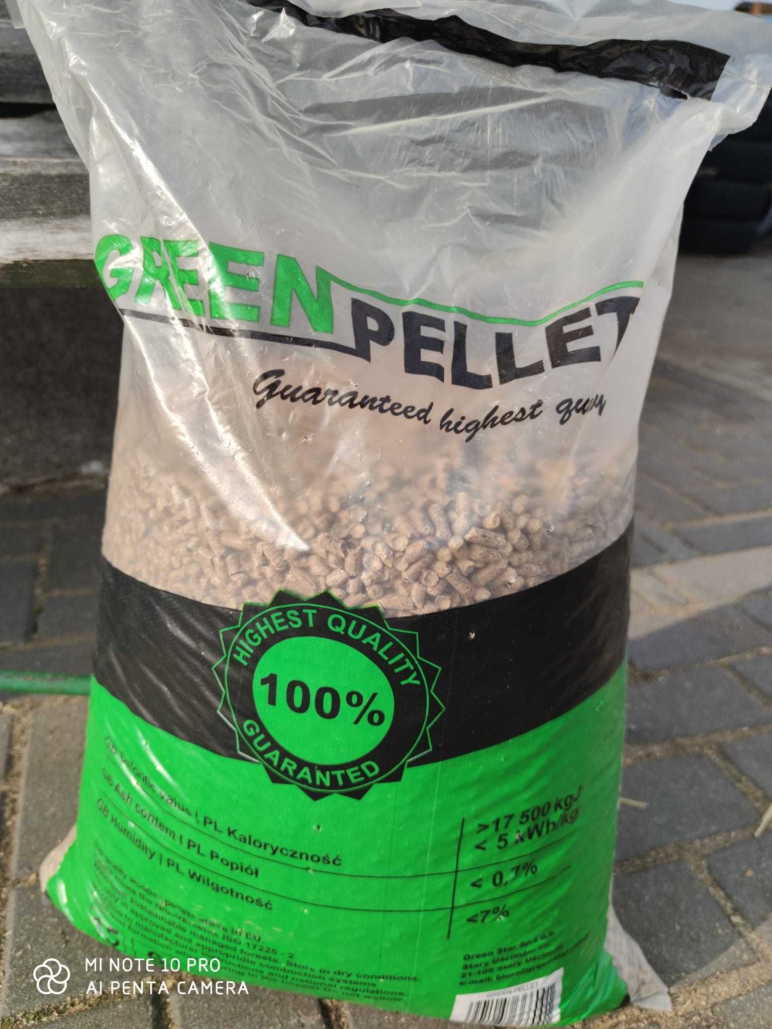 Pellet drzewny GREEN od 1 palety A1 certyfikowany