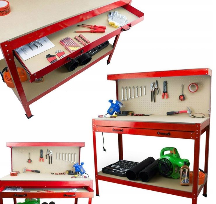 Stół Warsztatowy Roboczy Narzędziowy z Szufladą do Garażu Prezent
