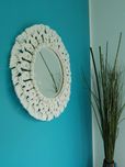 Mandala biała / lustro w makramie