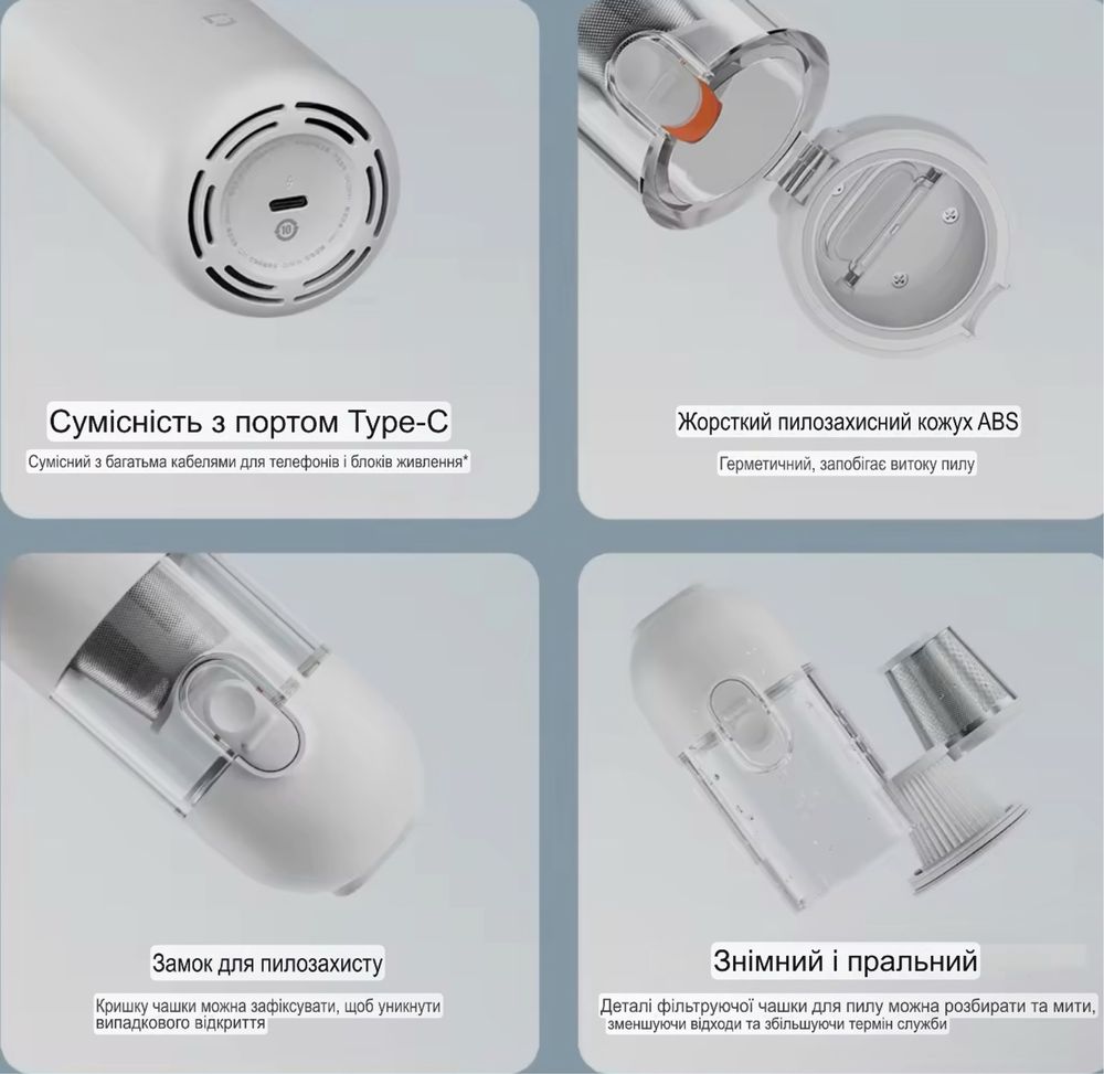 Пилосос Xiaomi Mijia Vacuum Portable Cleaner для авто дому техніки