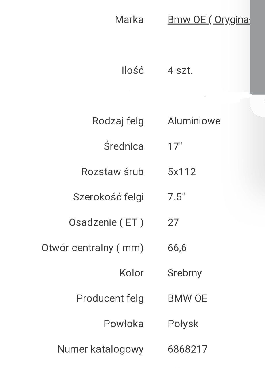 NOWE FELGI bmw  17" 5x112