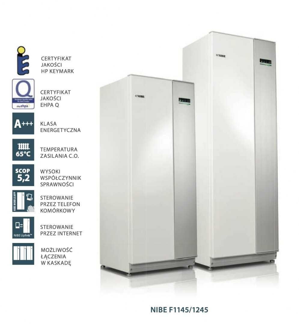 Gruntowa pompa ciepła NIBE F1245 8 kW z C.W.U. (Kompletna Kotłownia)