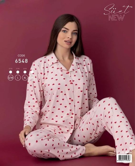 Тепла піжама жіноча мікровелюр (S-M-2XL)