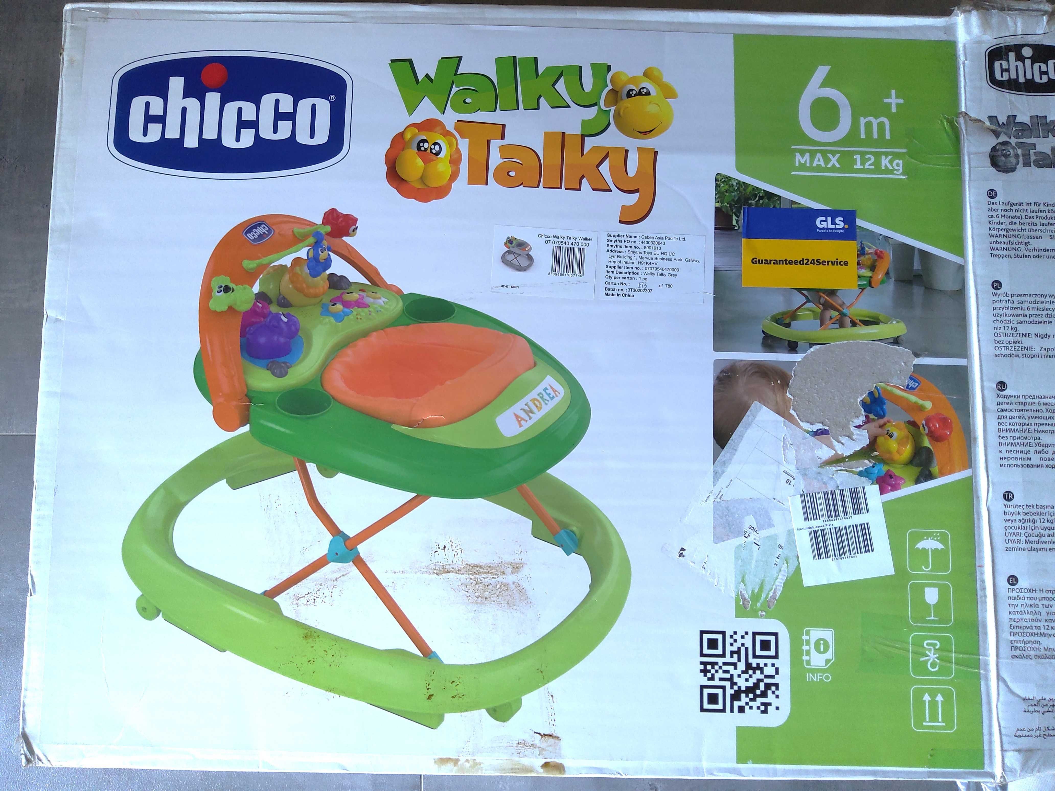 Chodzik pchacz interaktywny panel 3D Chicco Walky Talky 6m+ szary