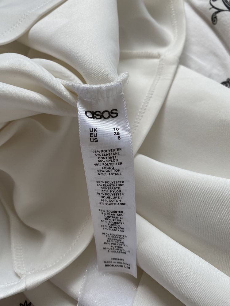 Asos sukienka ołówkowa midi biała z baskinką 38 M