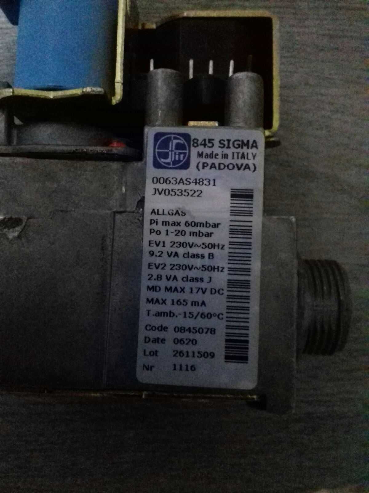 Газовый клапан SIT SIGMA 845 для котла Protherm,  Vaillant, Beretta