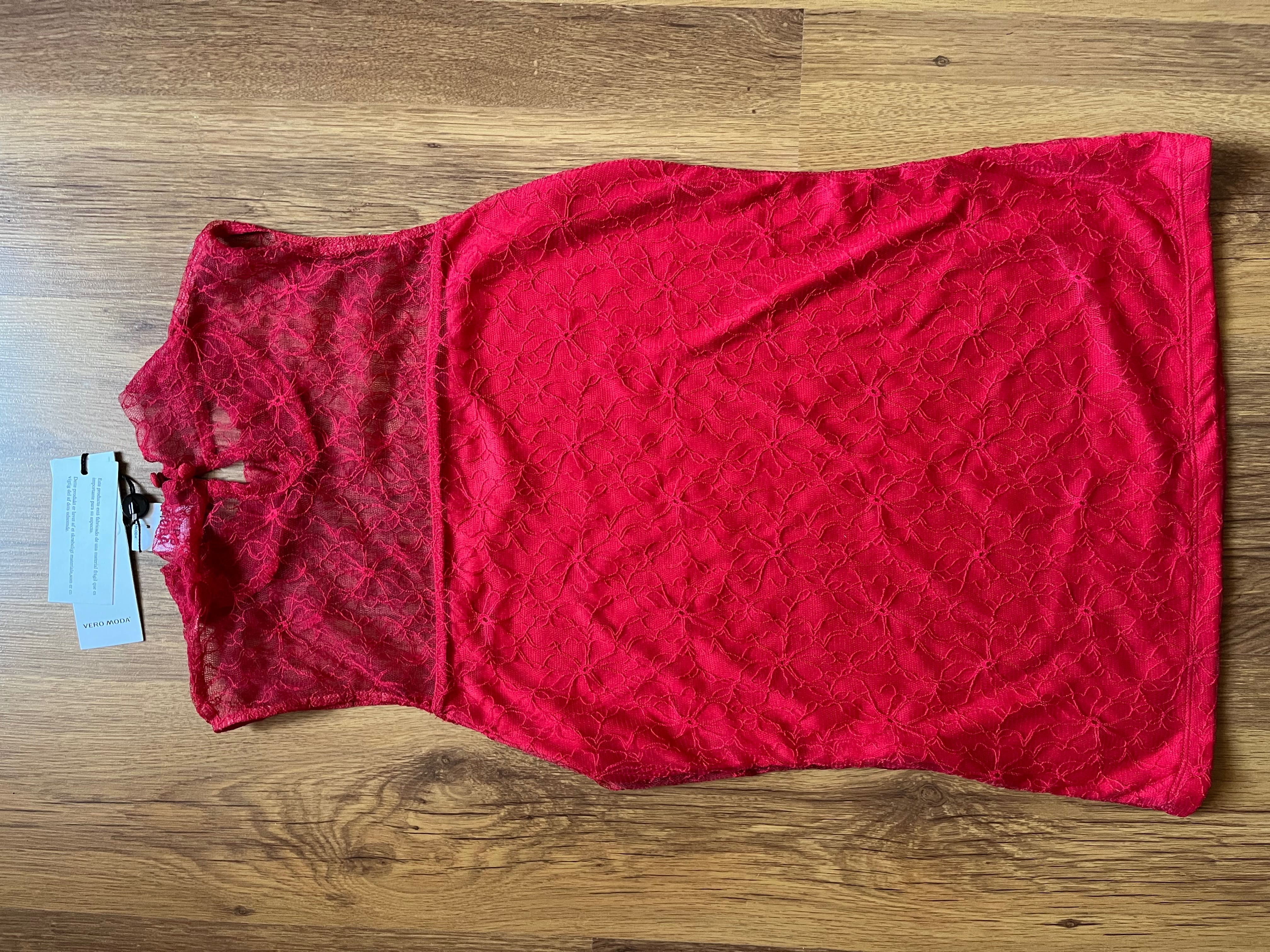 Bluzka z koronki, czerwona, rozmiar M, Vero Moda
