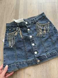 Юбка джинс , джинсовая юбка , юбка стразы , юбка
