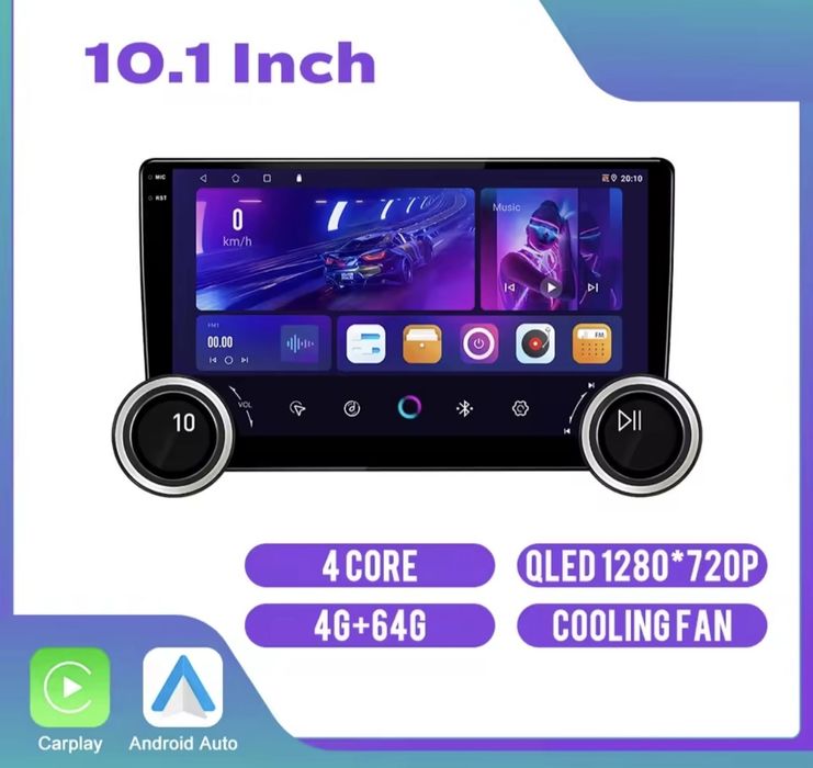 Андроїд магнітоли 10.1 дюйма з крутілками Carplay 2/32, 4/64GB