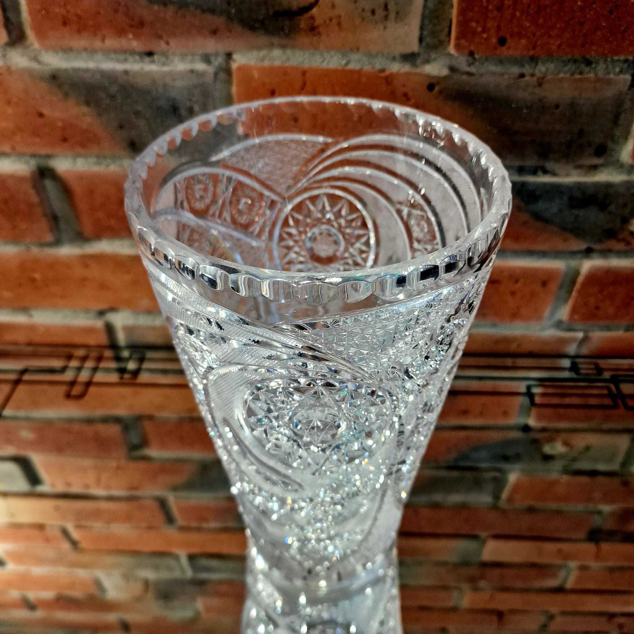 wazon wysoki kryształowy PRL retro vintage