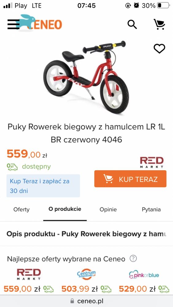 Rowerek biegowy PUKY