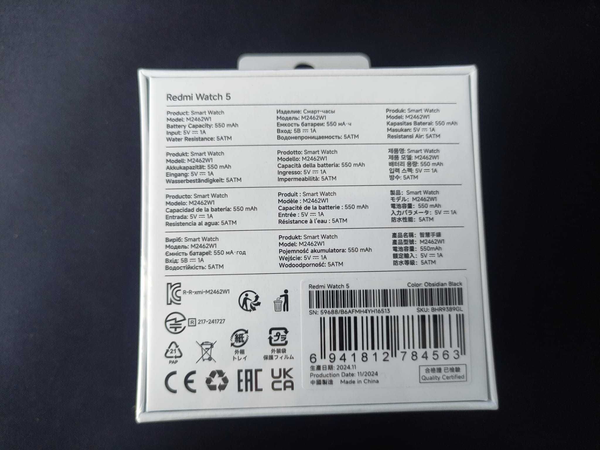Xiaomi Redmi Watch 5 NOVO (Selado)