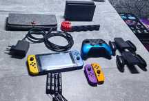 Konsola Nintendo Switch LCD + 2 Joy cony plus pro etui stacja stan bdb