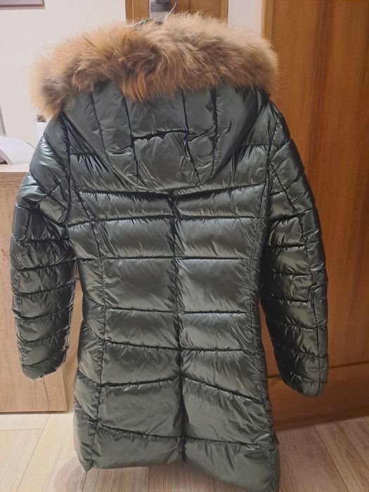 Kurtka płaszcz zimowy kaptur naturalne futerko