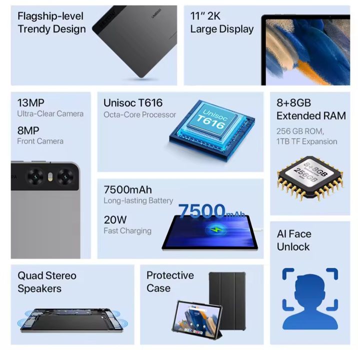 Планшети  Umidigi A15Tab 8/256Gb, Weelikeit 6/128Gb