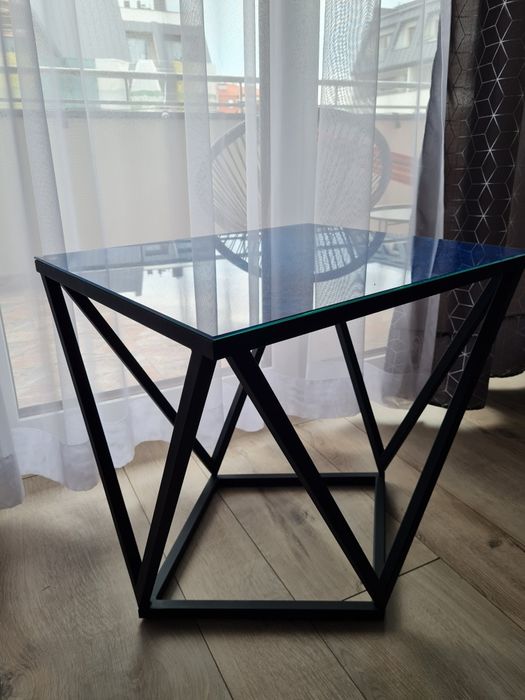Stolik kawowy diament szklany blat loft glamour