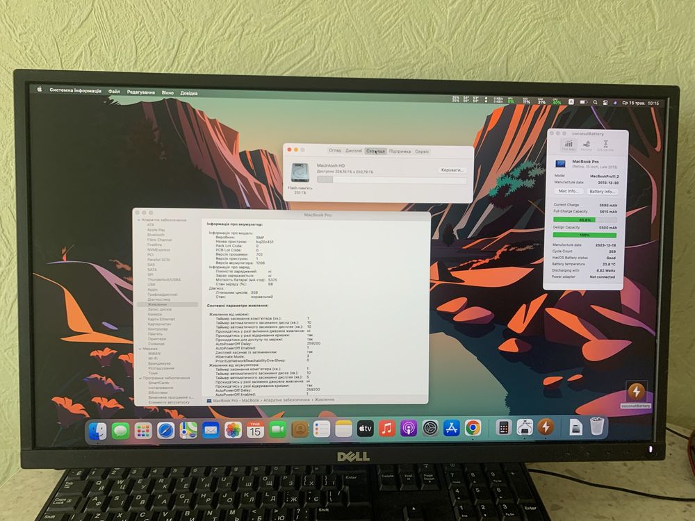 MacBook Pro 15” 2013 A1398 i7 8GB озу 251 GB SSD Акб 97%