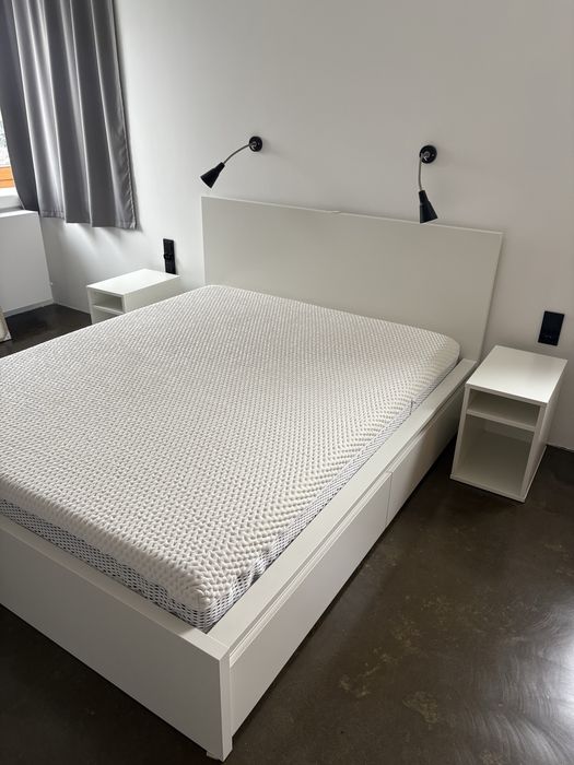 Łóżko białe MALM z 4 szufladami 160x200 białe / dno Lönset