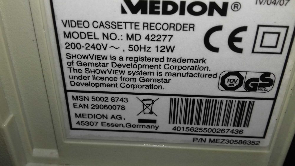 Magnetowid MEDION MD 42277 Hi-Fi Stereo PDC-VPS