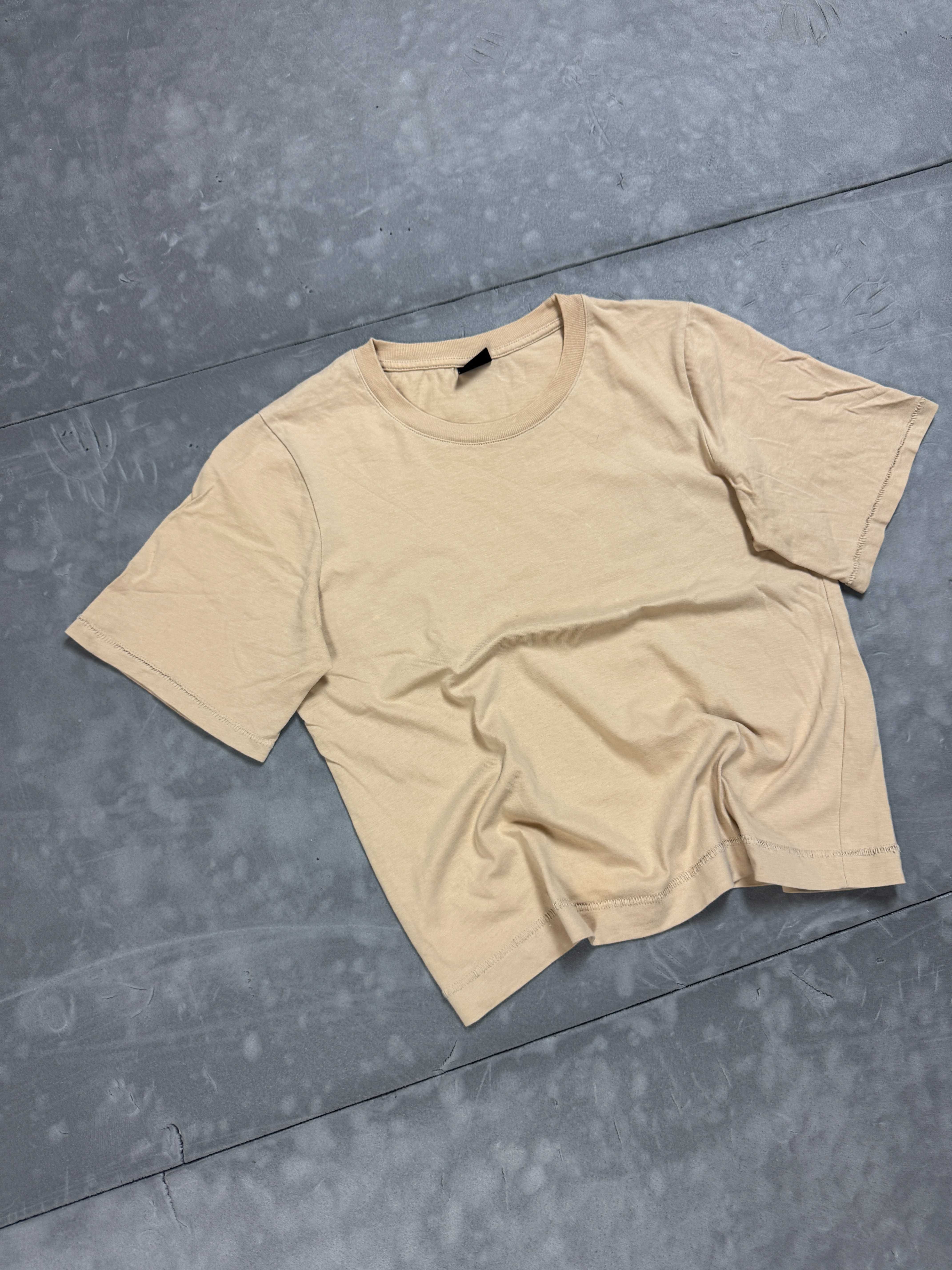 Beżowa boxy koszulka T-shirt (S) oversize streetwear retro 90s 80s y2k