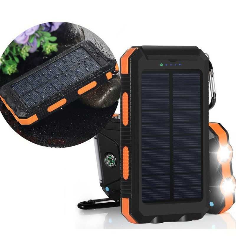 Повербанк + мощный фонарь Waterproof Solar PowerBank 20000mah Compas