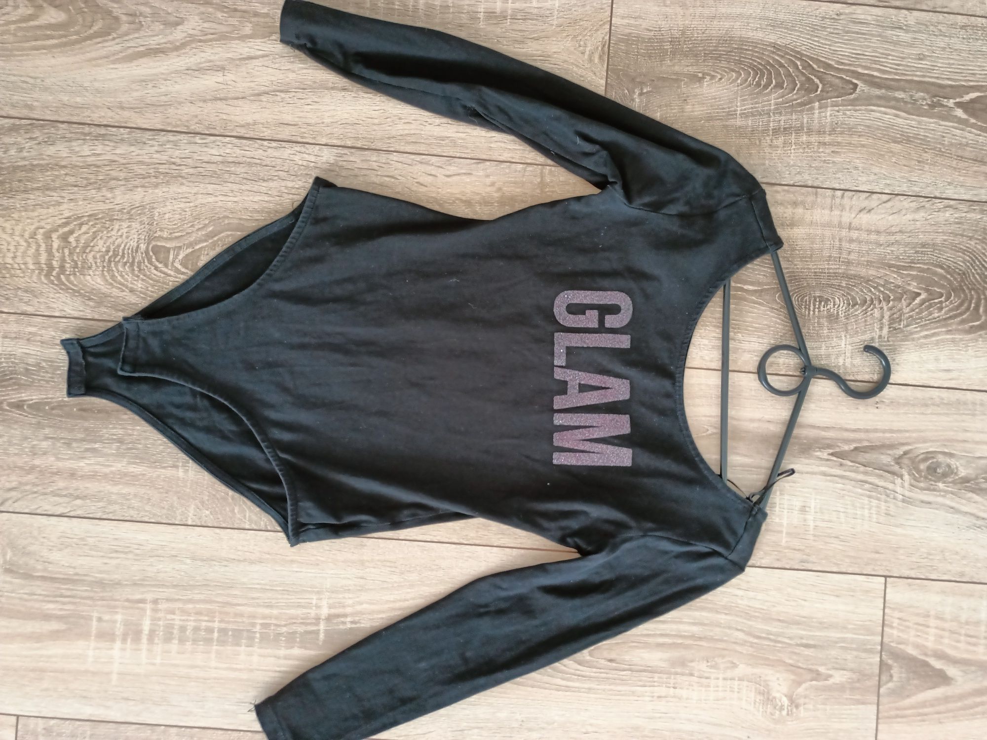 Body czarne s/ m z napisem GLAM dł rekaw