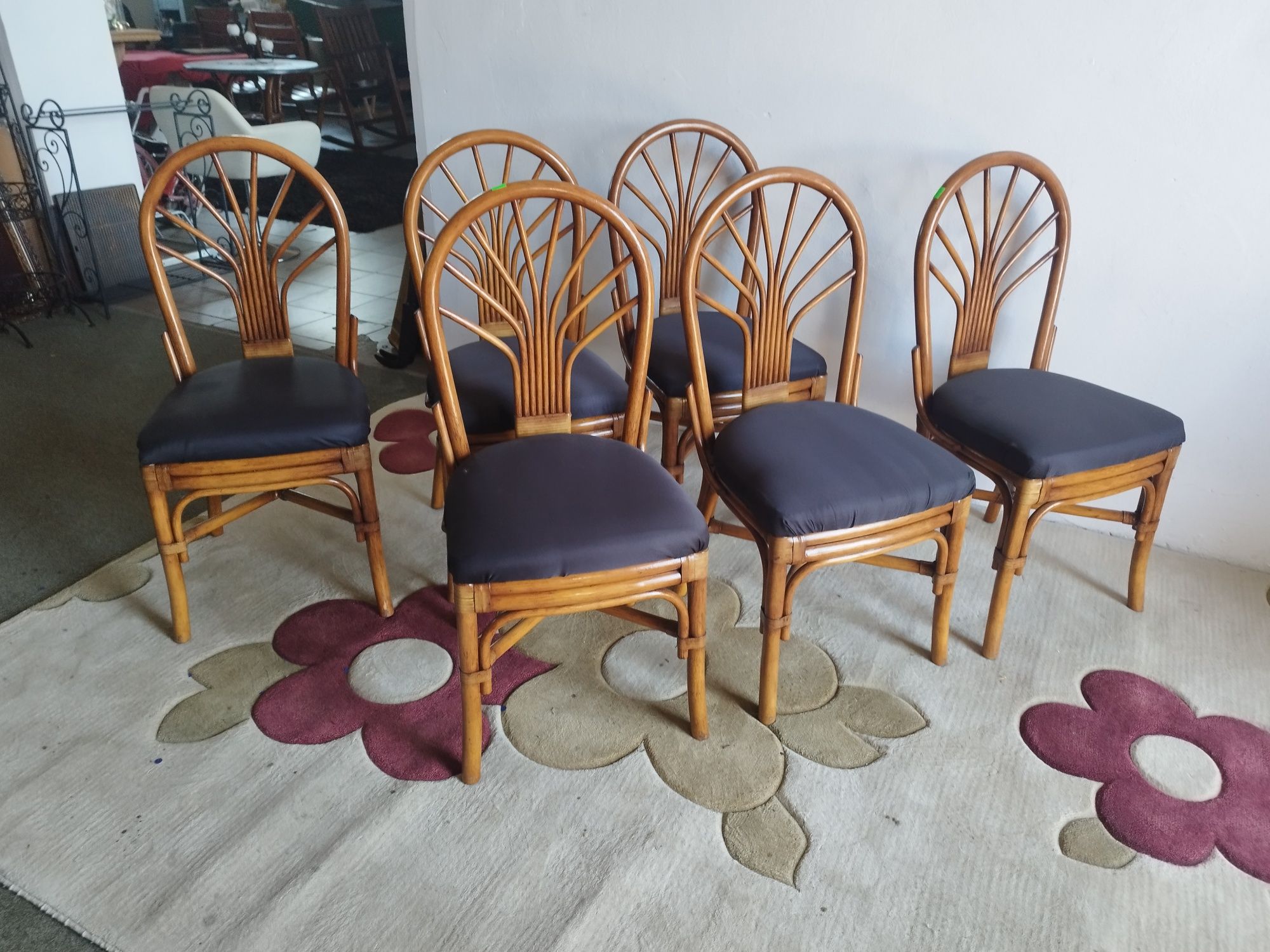 krzesła rattanowe VINTAGE 6 sztuk kuchenne tarasowe