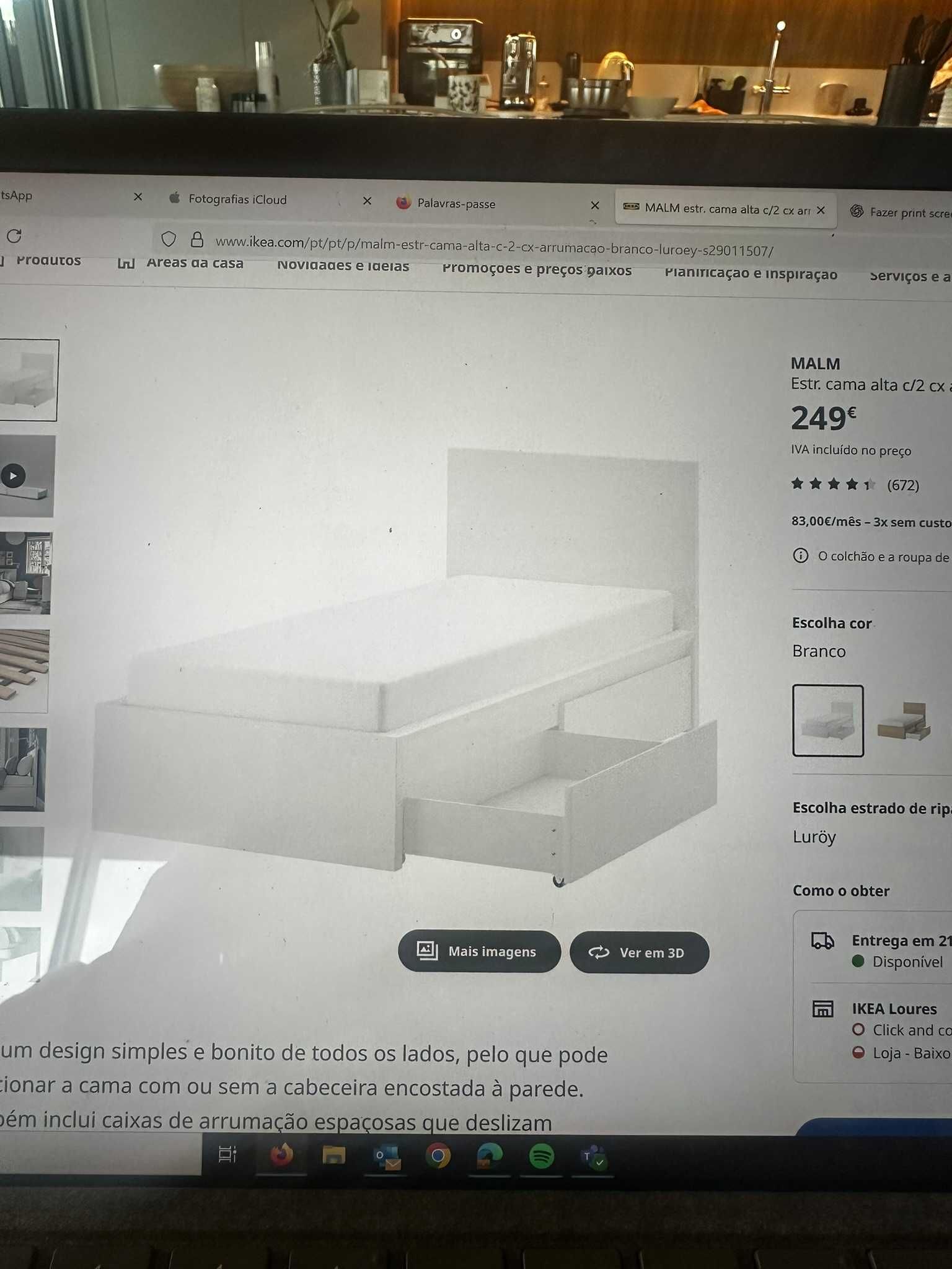 Cama Solteiro 90*1,90 Ikea + Colchão (estado usado mas pouco usado)