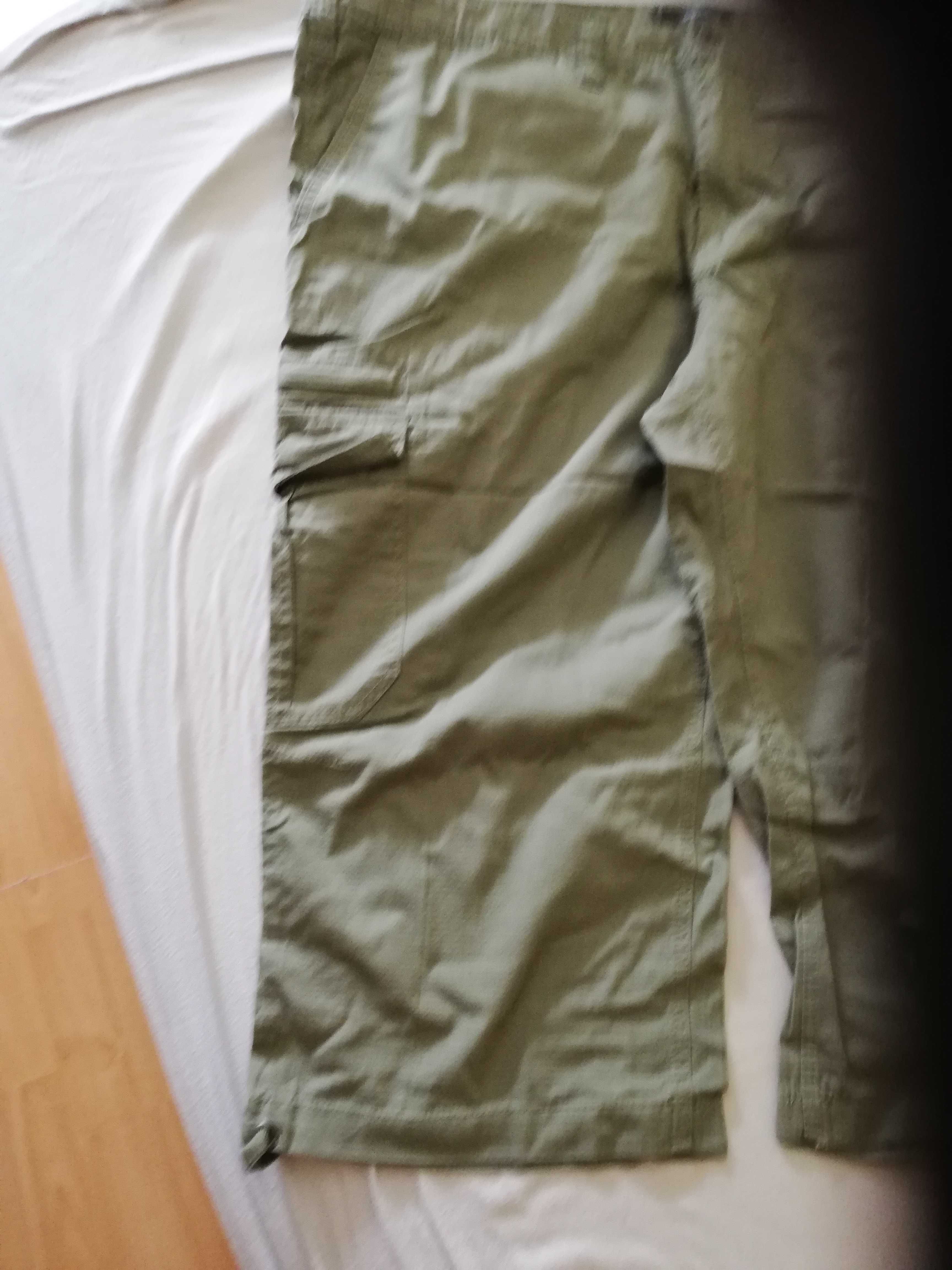Nowe spodnie bojówki khaki 3/4 pas120cm