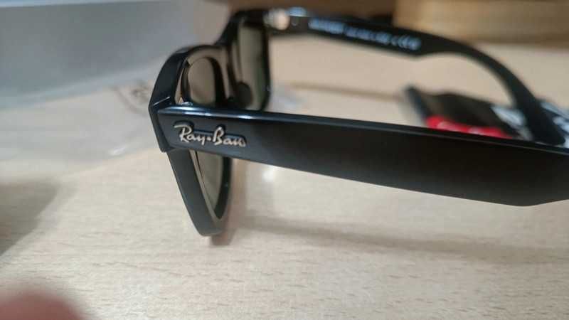 Legendary Ray-Ban Wayfarer 2140 - Czarna Oprawa/Zielone Szkła-Idealny