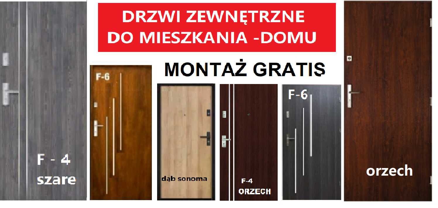 Drzwi wejściowe z montażem ZEWNĘTRZNE- do mieszkania-wewnątrzklatkowe