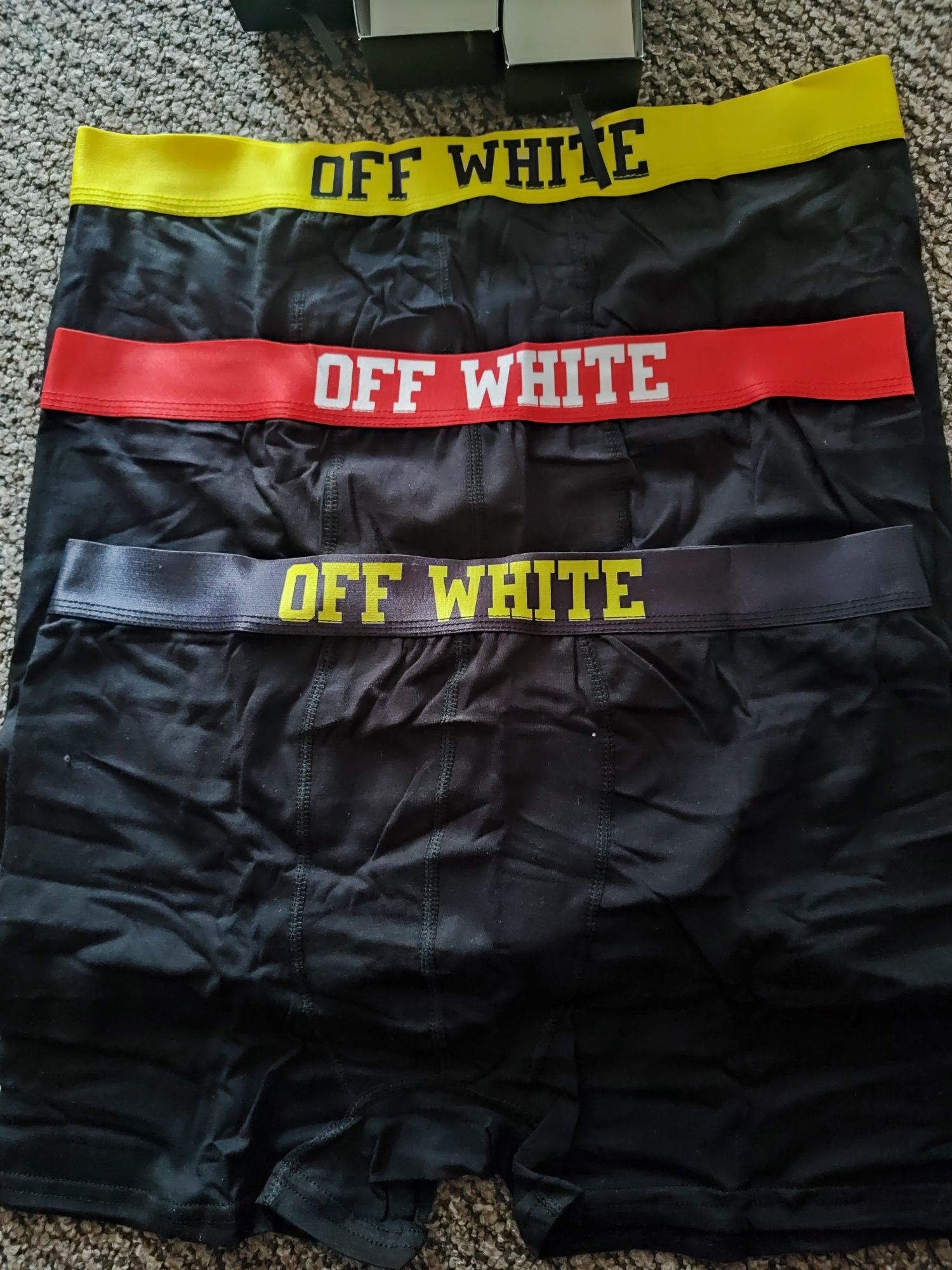 Bokserki nowe męskie XXL czarne 3 sztuki w opakowaniu Off White