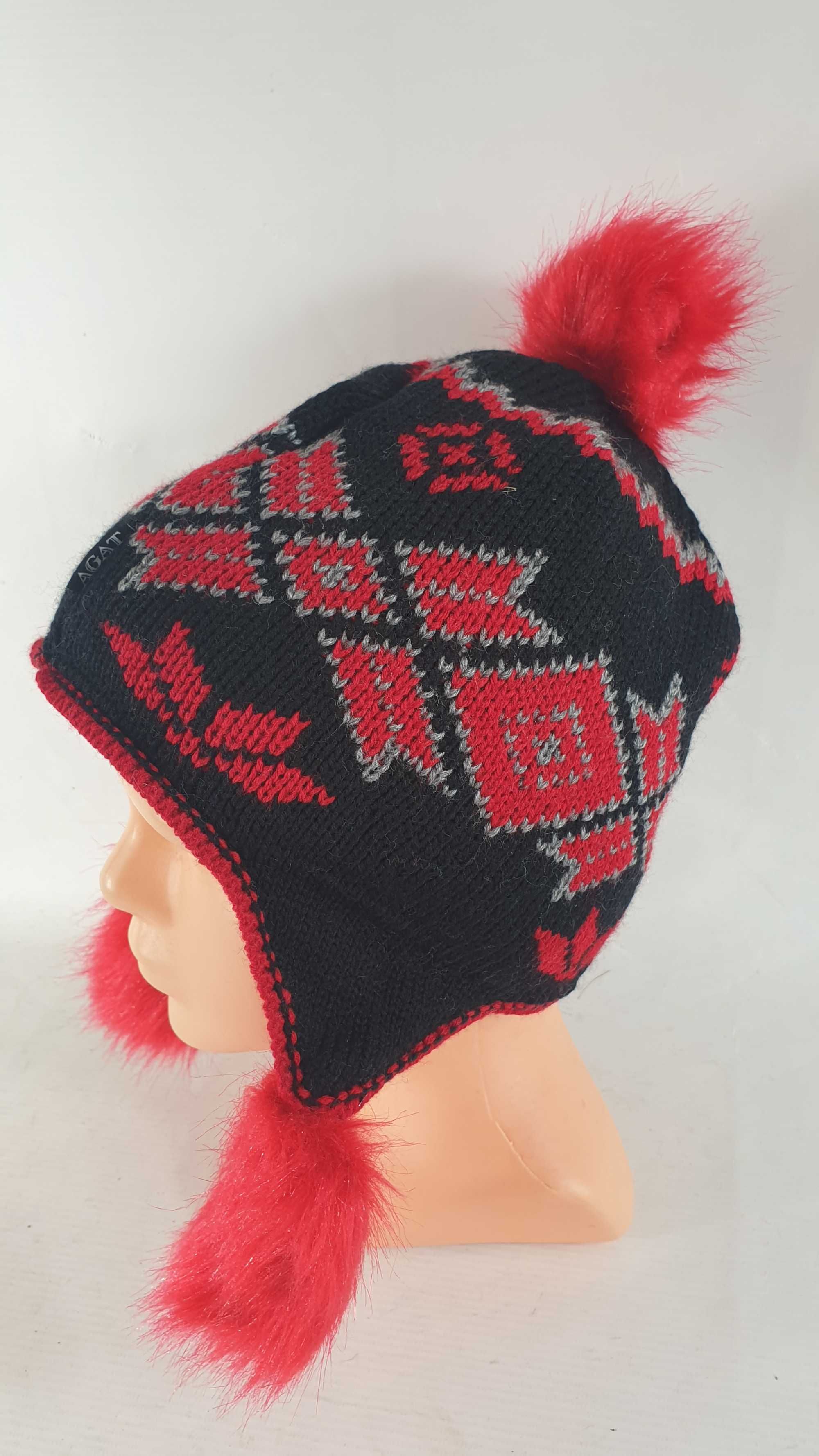AGAT zimowa CZAPKA ładna   nowa   USZATKA 38/58 CM