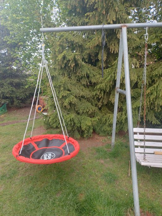 Dla rodziny i dla dzieci huśtawka bocianie gniazdo ocynk gruba rura