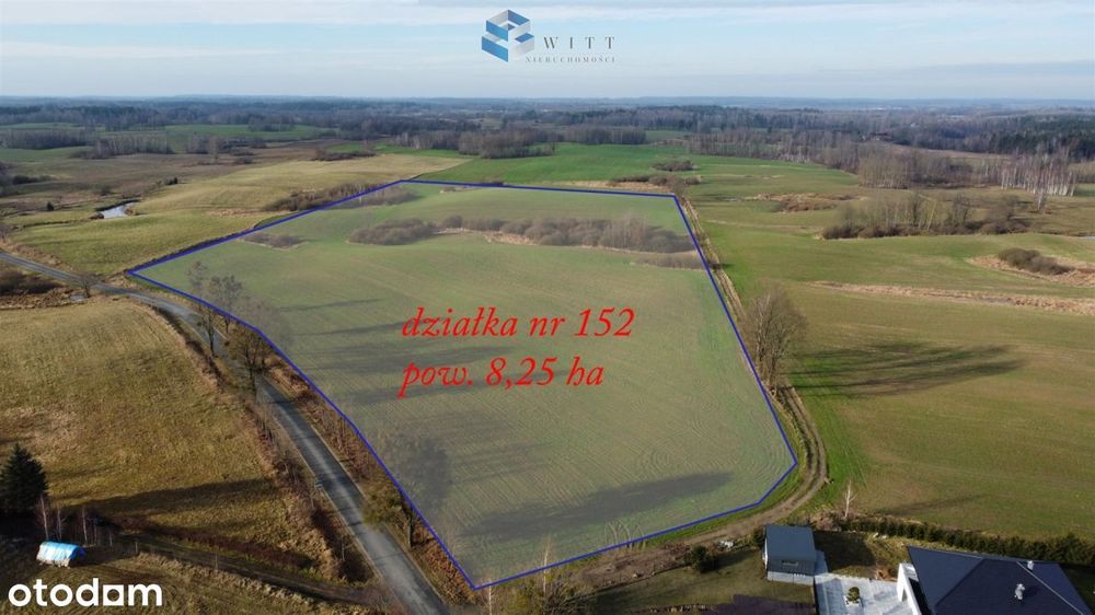 Grunt rolny w kulturze- obsiany i nawożony.