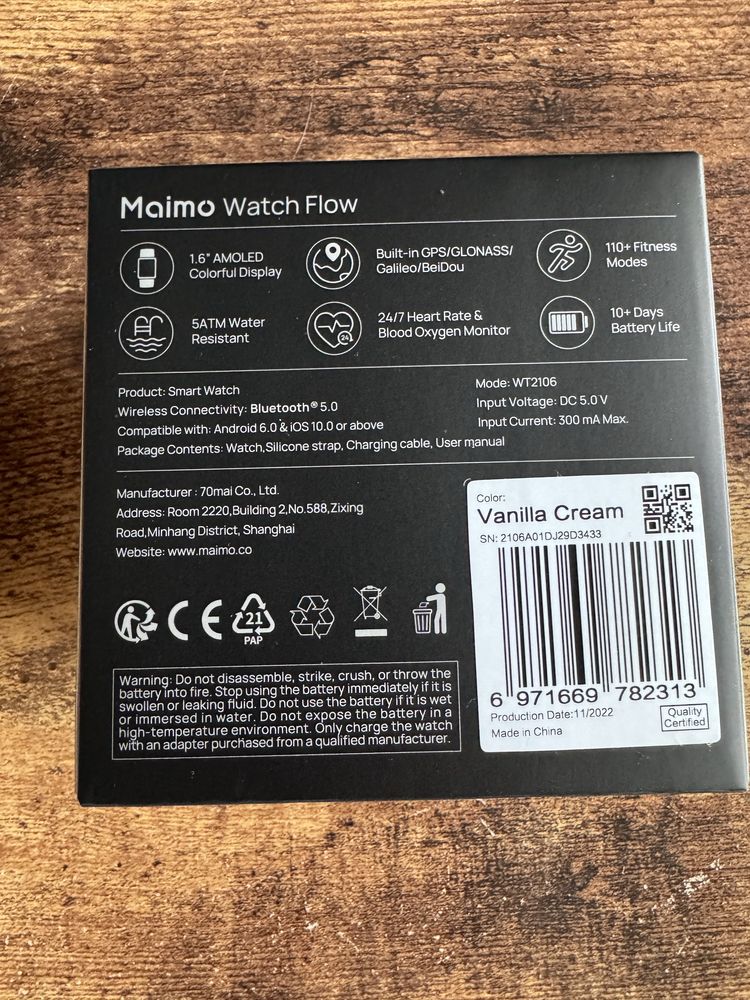 Maimo Watch FLOW smartwatch GPS zegarek Amoled beżowy Huawei