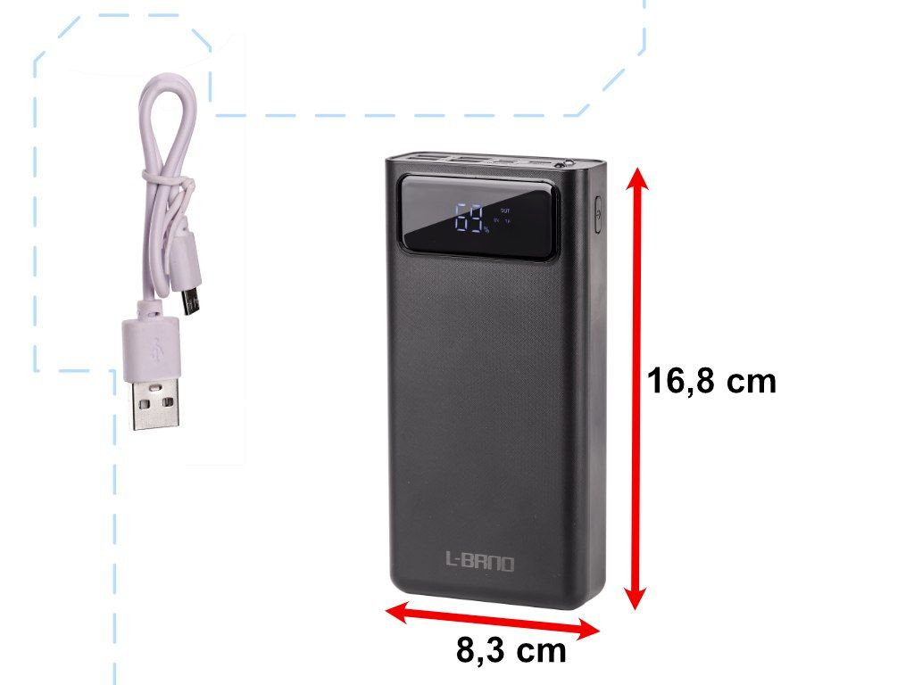 L-BRNO Powerbank Power Bank USB 30000mAh z ekranem LED czarny