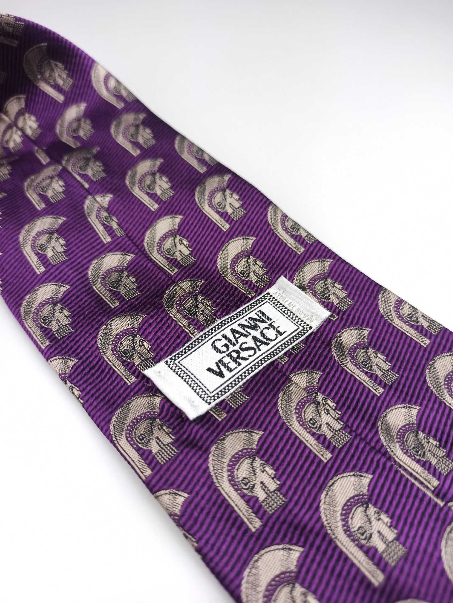 Gianni Versace fioletowy jedwabny krawat