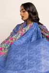 Duża chusta orientalna dupatta pareo turban hijab niebieska kwiaty