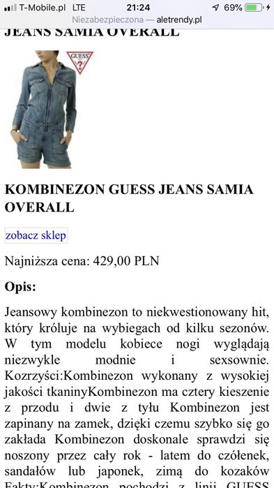 Kombinezon jeansowy Guess