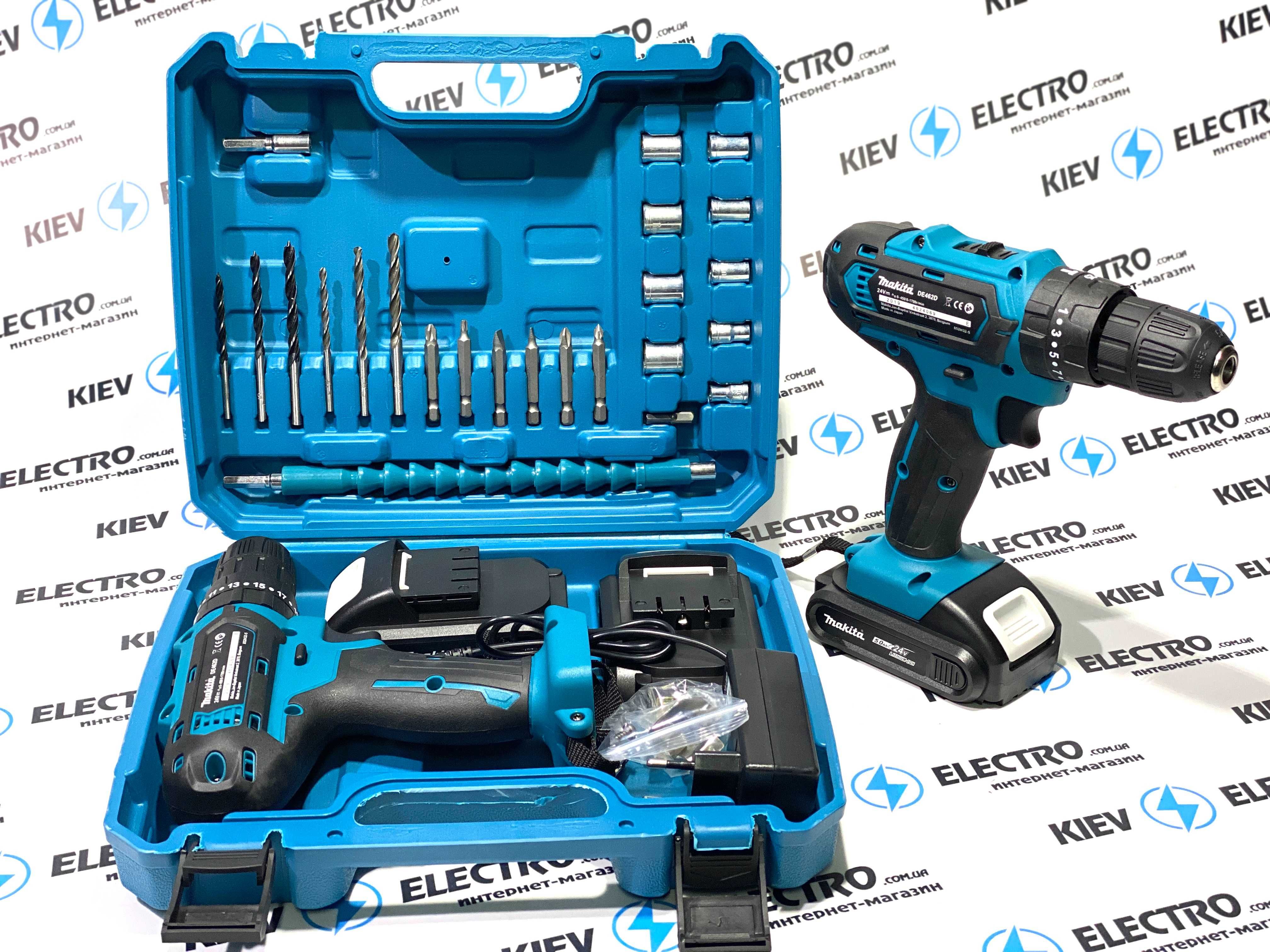 Новинка !! Шуруповерт MAKITA DE462D (24V/5Ah) с набором инструмента