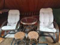 Meble rattanowe komplet stolik fotele szafki naturalny rattan
