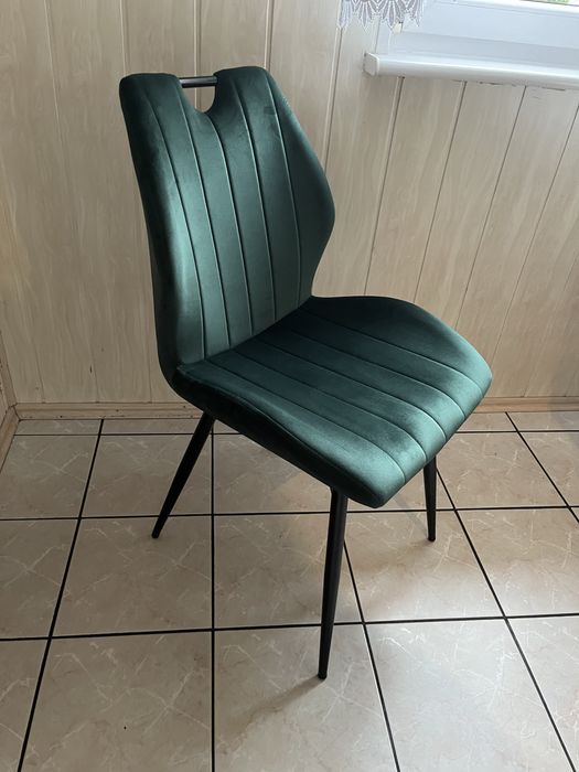 Krzesła welurowe butelkowa zieleń