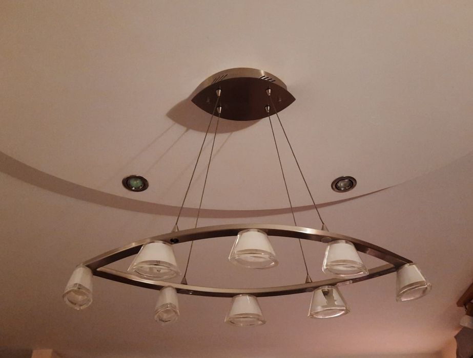 Duża lampa sufitowa ozdobna inox srebrna