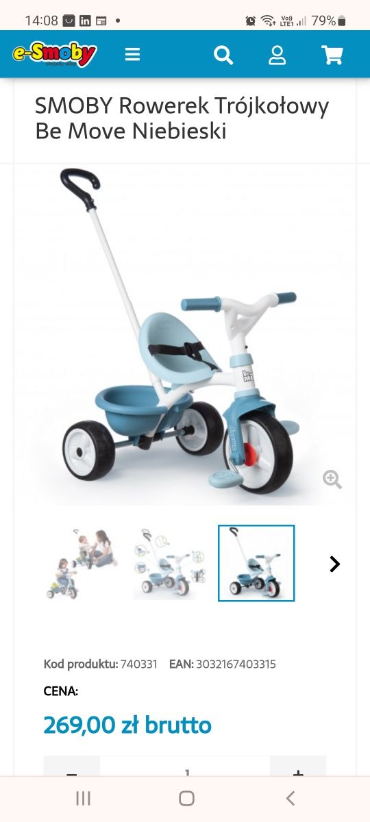 Rowerek Smoby be fun trójkołowy stan idealny