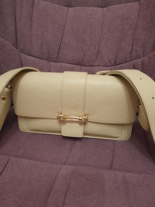 Сумка кросбоди шкіра бежевая